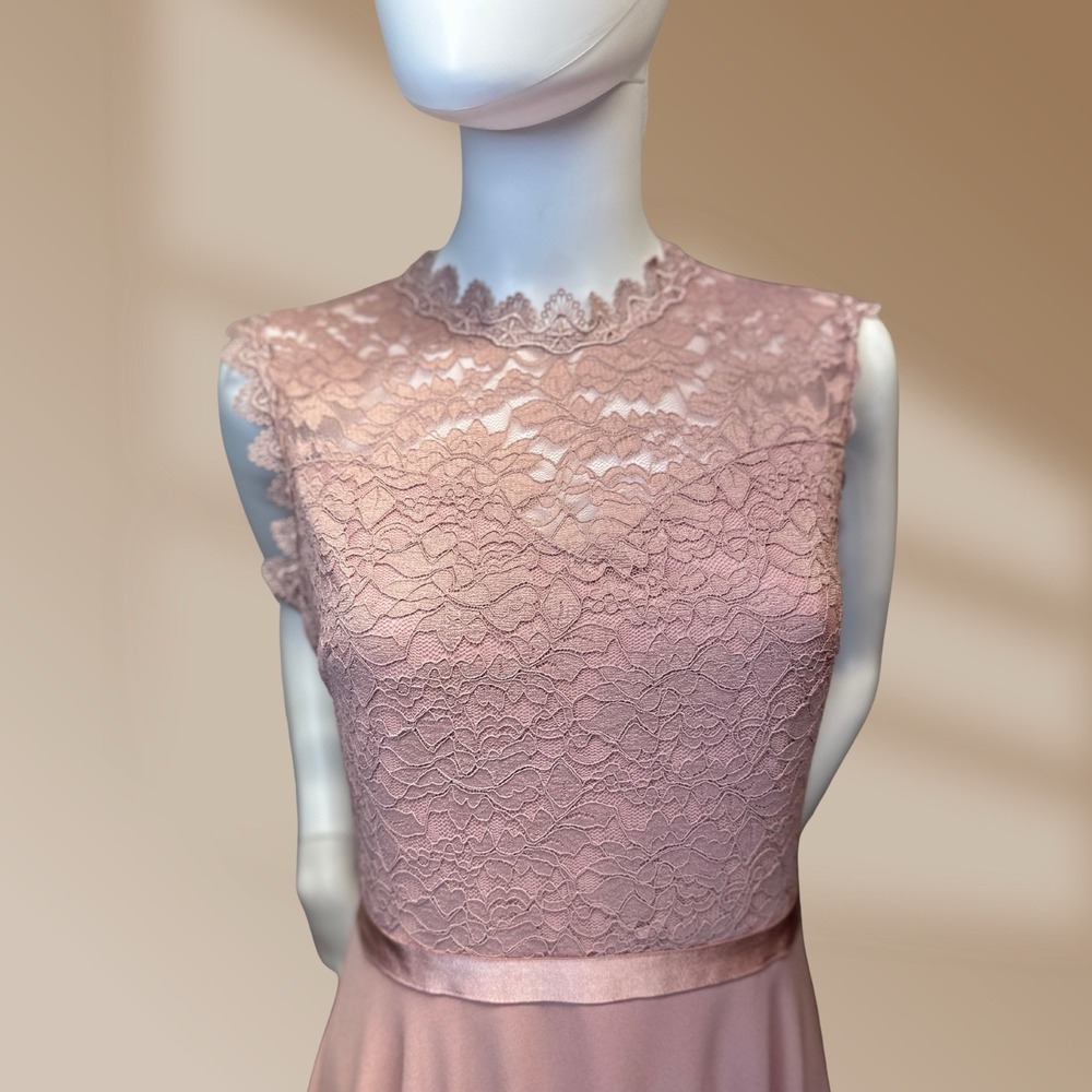 Miusol Women's High Low Blush Pink Lace Accent Satin Waist Ribbon Sz Med NWT - Picture 3 of 7